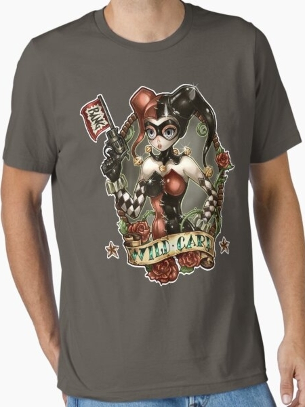 Harley Quinn "Wild Card" Graphic Short Sleeve Tee - Charcoal